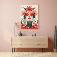 Stylized Floral Woman Portrait Modern Art Poster PosterGoat