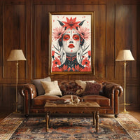 Stylized Floral Woman Portrait Modern Art Poster PosterGoat