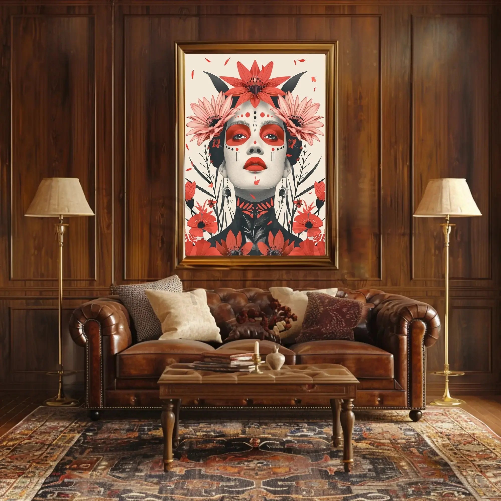 Stylized Floral Woman Portrait Modern Art Poster PosterGoat