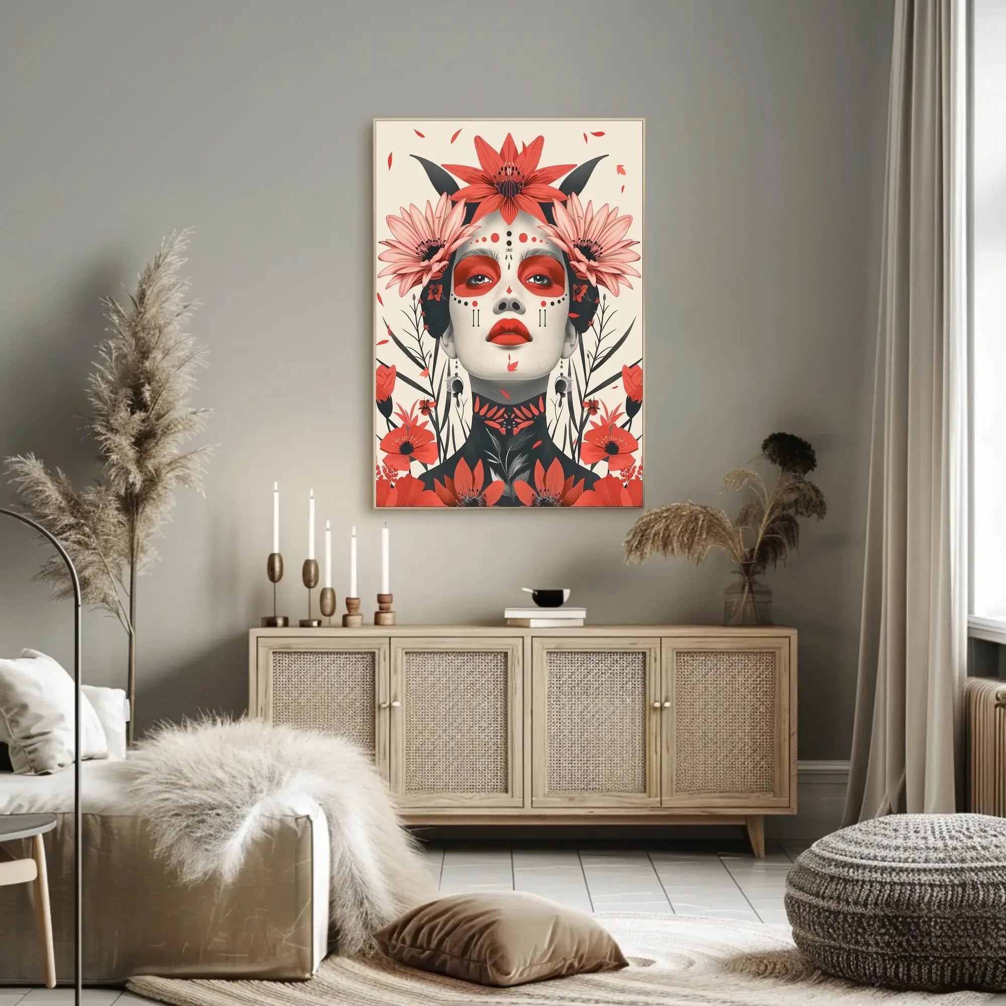 Stylized Floral Woman Portrait Modern Art Poster PosterGoat