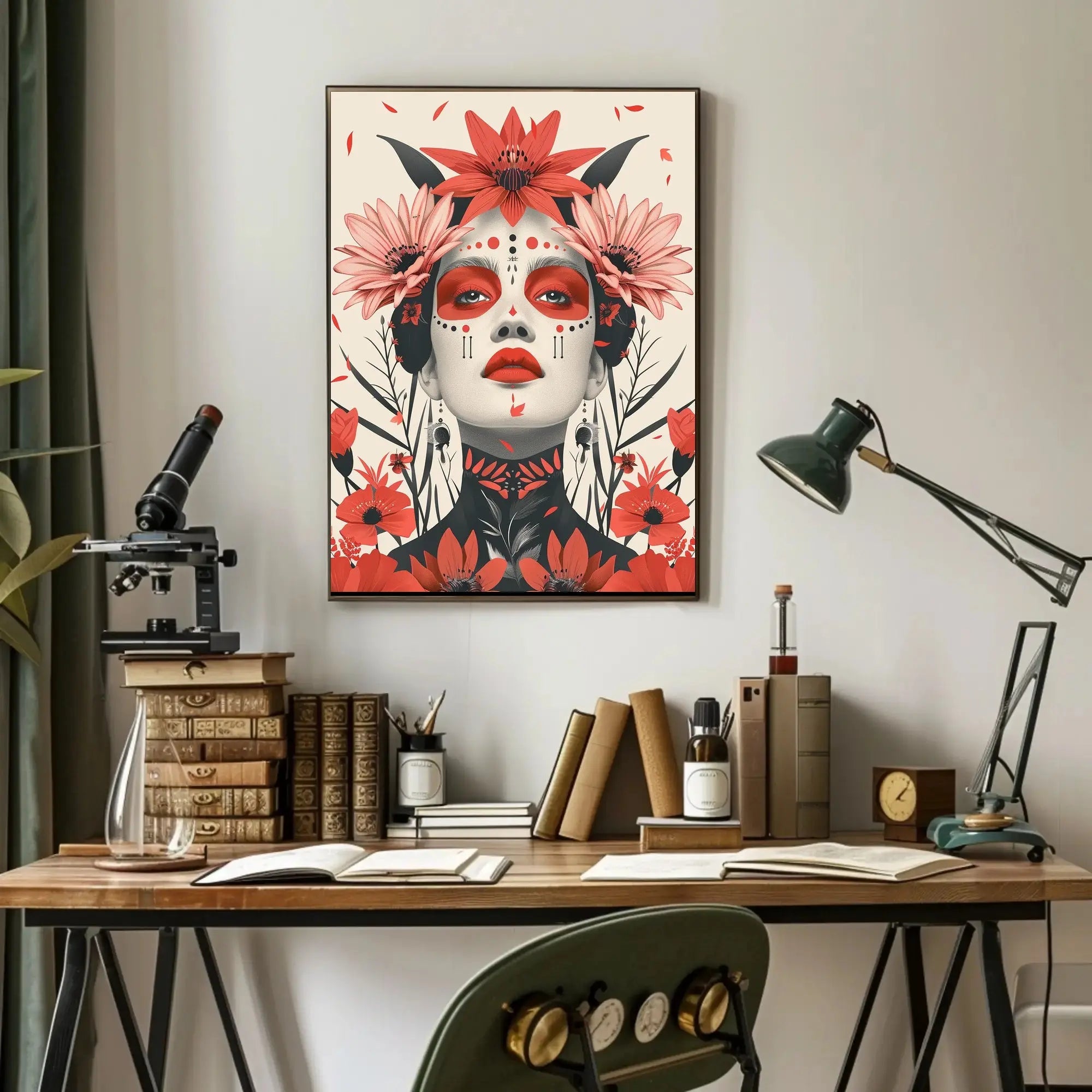 Stylized Floral Woman Portrait Modern Art Poster PosterGoat