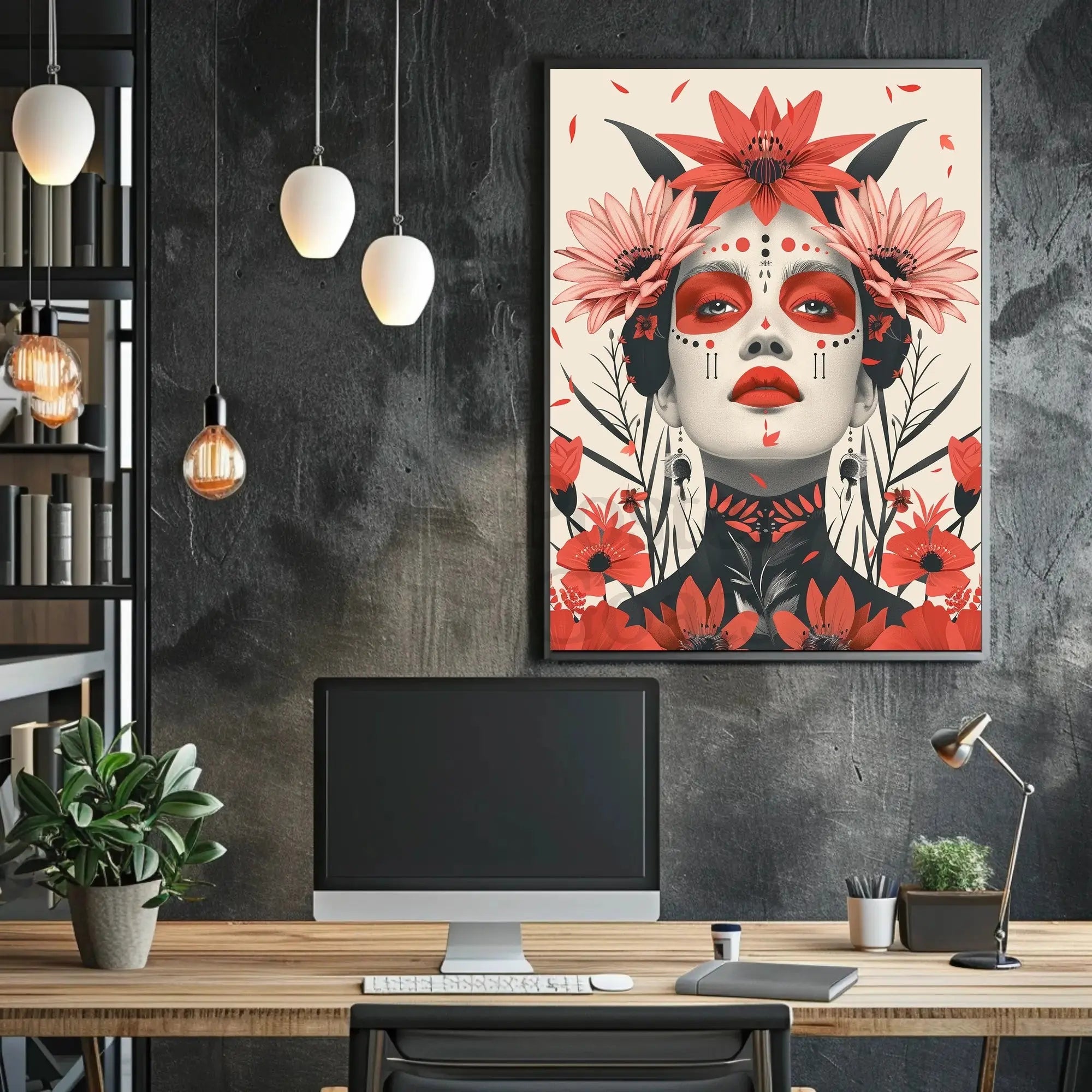 Stylized Floral Woman Portrait Modern Art Poster PosterGoat
