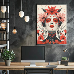 Stylized Floral Woman Portrait Modern Art Poster PosterGoat