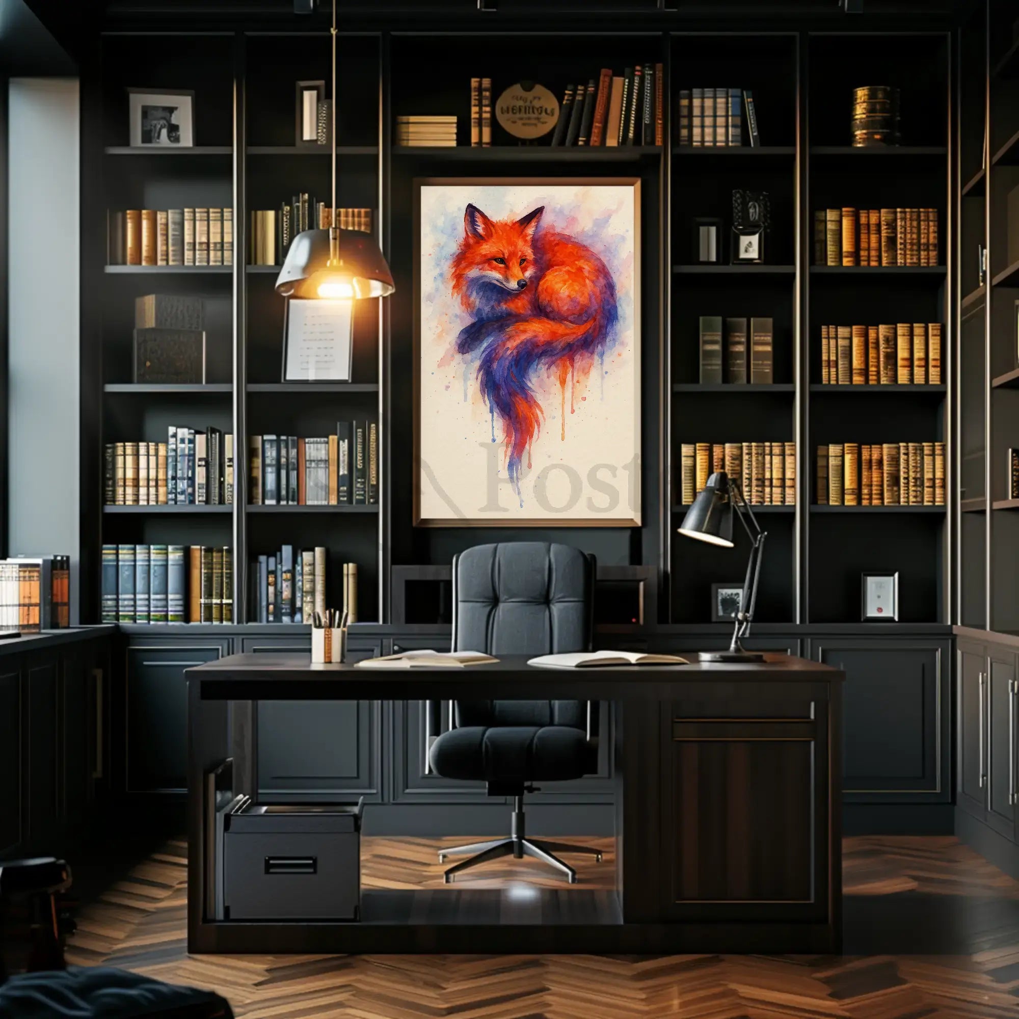 Stylized Fox Artwork Watercolor Animal Poster PosterGoat