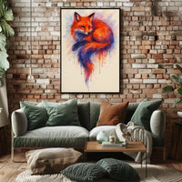 Stylized Fox Artwork Watercolor Animal Poster PosterGoat