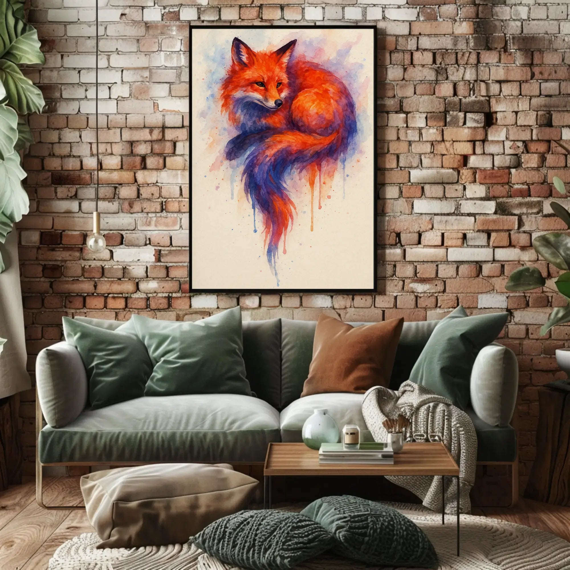 Stylized Fox Artwork Watercolor Animal Poster PosterGoat