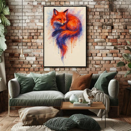Stylized Fox Artwork Watercolor Animal Poster PosterGoat