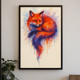 Stylized Fox Artwork Watercolor Animal Poster PosterGoat