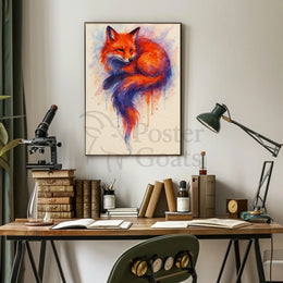 Stylized Fox Artwork Watercolor Animal Poster PosterGoat