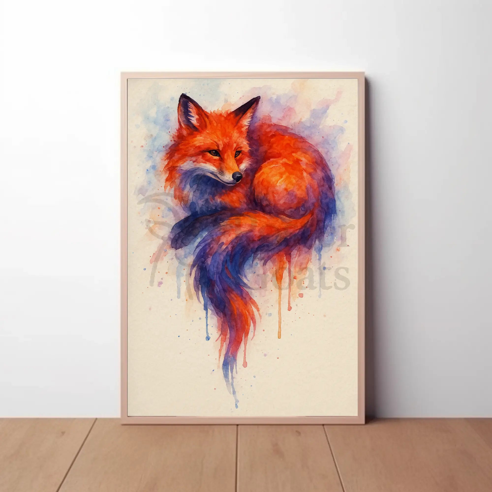 Stylized Fox Artwork Watercolor Animal Poster PosterGoat