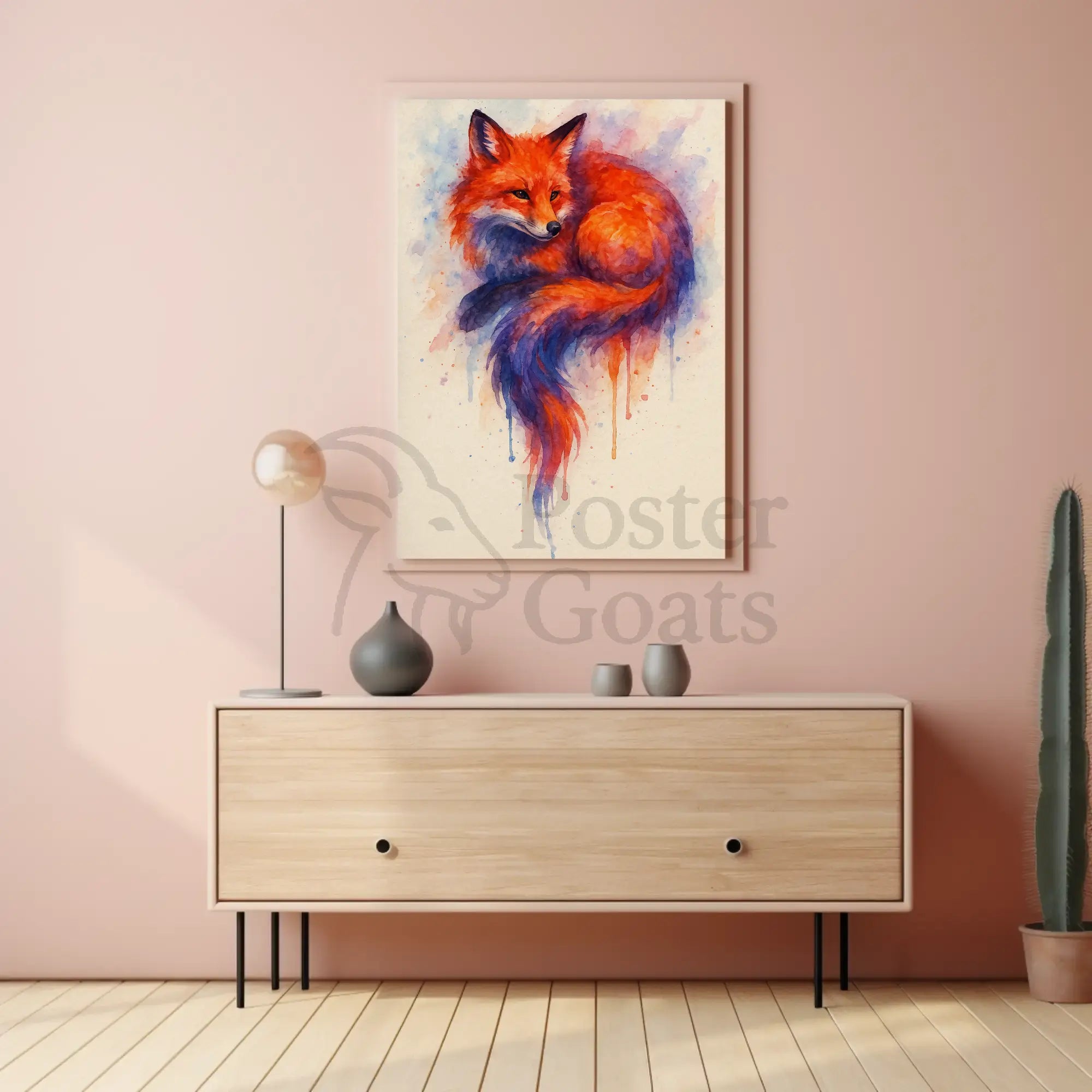 Stylized Fox Artwork Watercolor Animal Poster PosterGoat