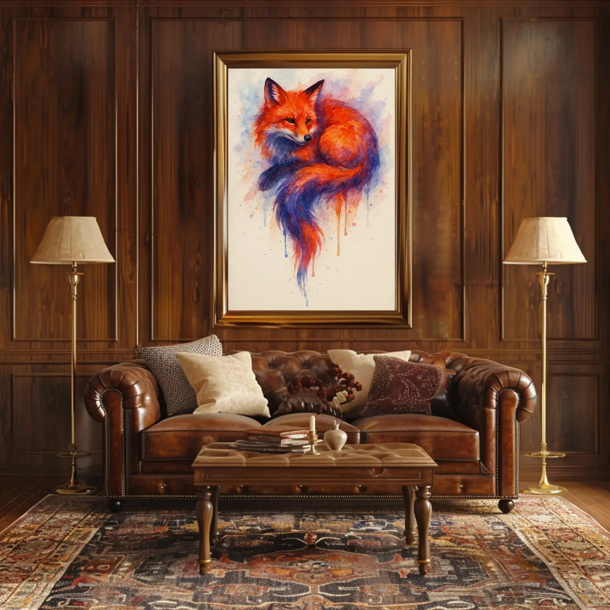 Stylized Fox Artwork Watercolor Animal Poster PosterGoat