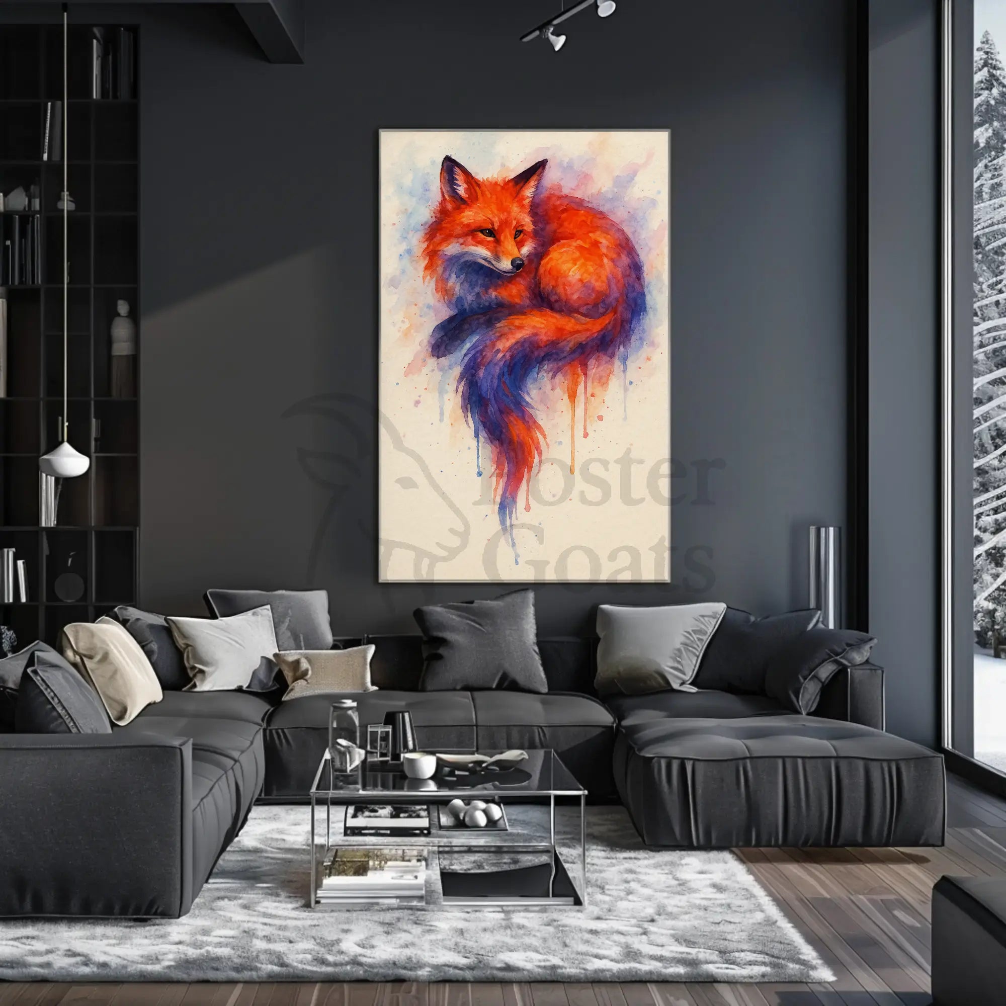 Stylized Fox Artwork Watercolor Animal Poster PosterGoat
