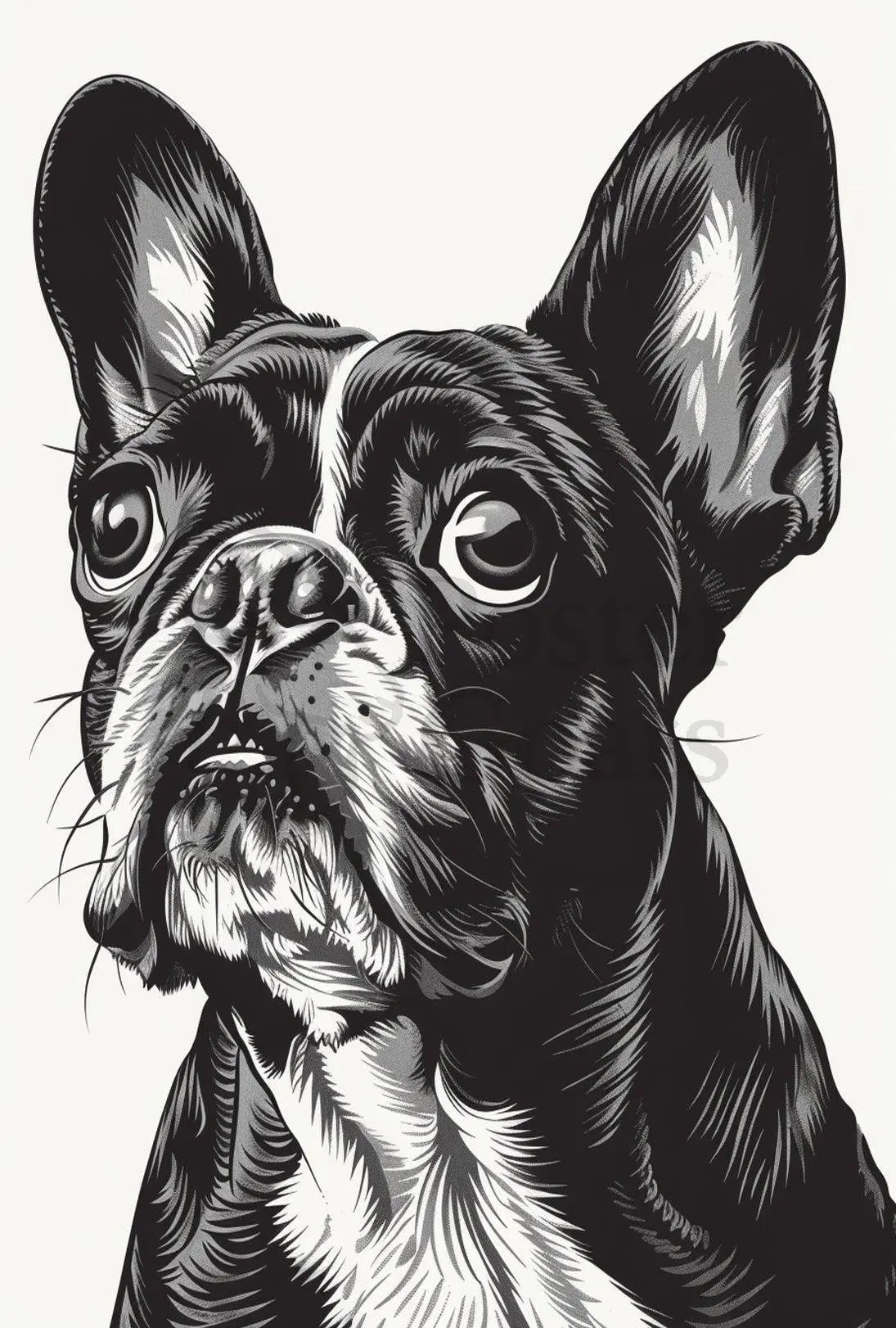 Stylized French Bulldog Portrait Wall Art - Dog Breed Poster PosterGoat