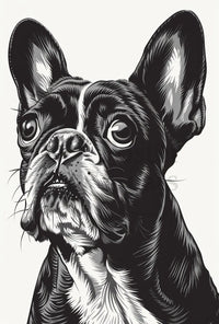 Stylized French Bulldog Portrait Wall Art - Dog Breed Poster PosterGoat