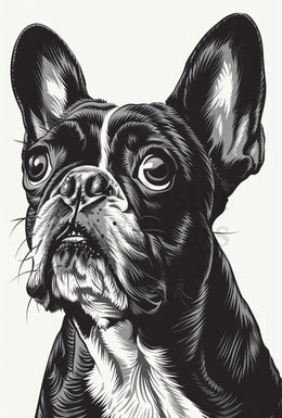 Stylized French Bulldog Portrait Wall Art - Dog Breed Poster PosterGoat