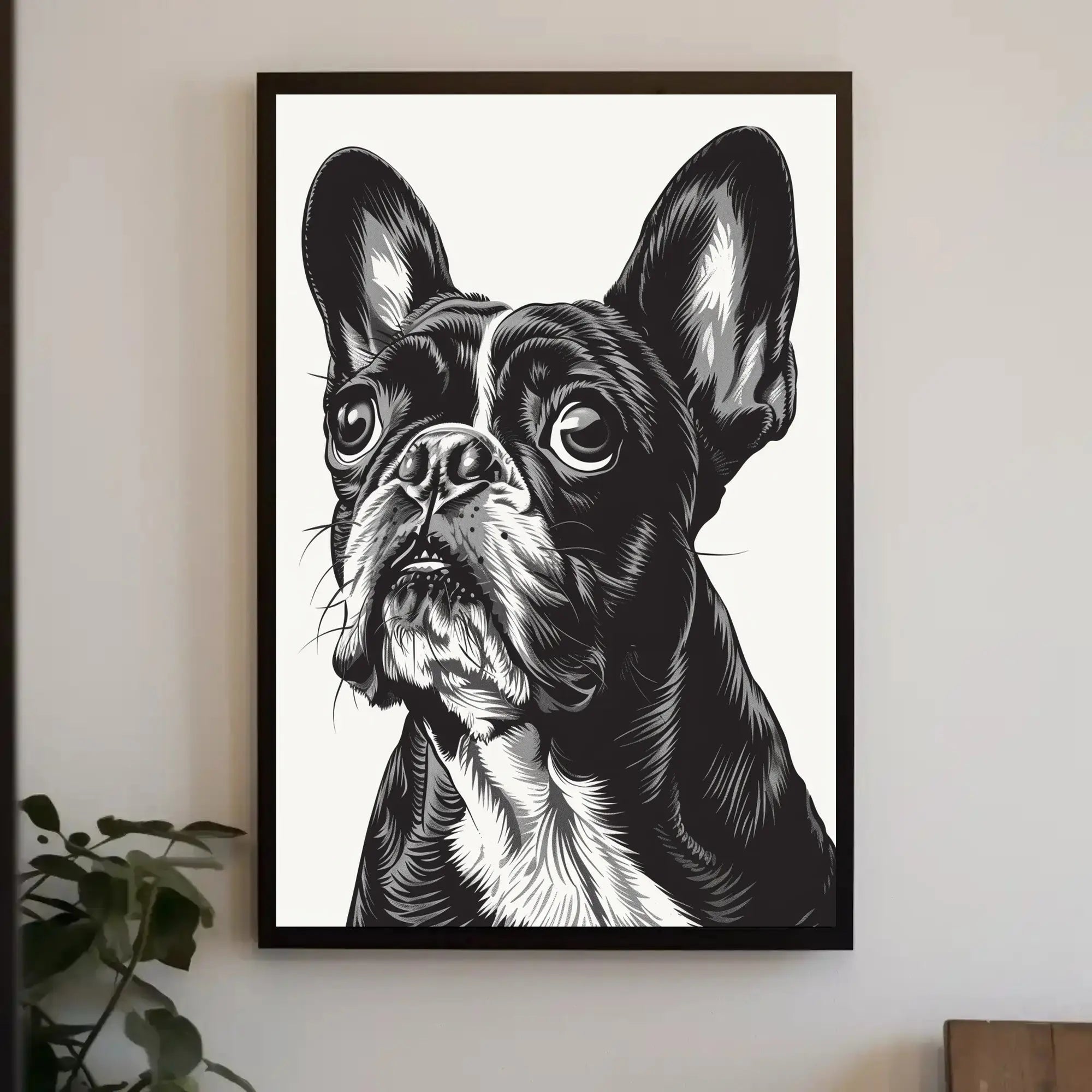 Stylized French Bulldog Portrait Wall Art - Dog Breed Poster PosterGoat