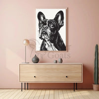 Stylized French Bulldog Portrait Wall Art - Dog Breed Poster PosterGoat