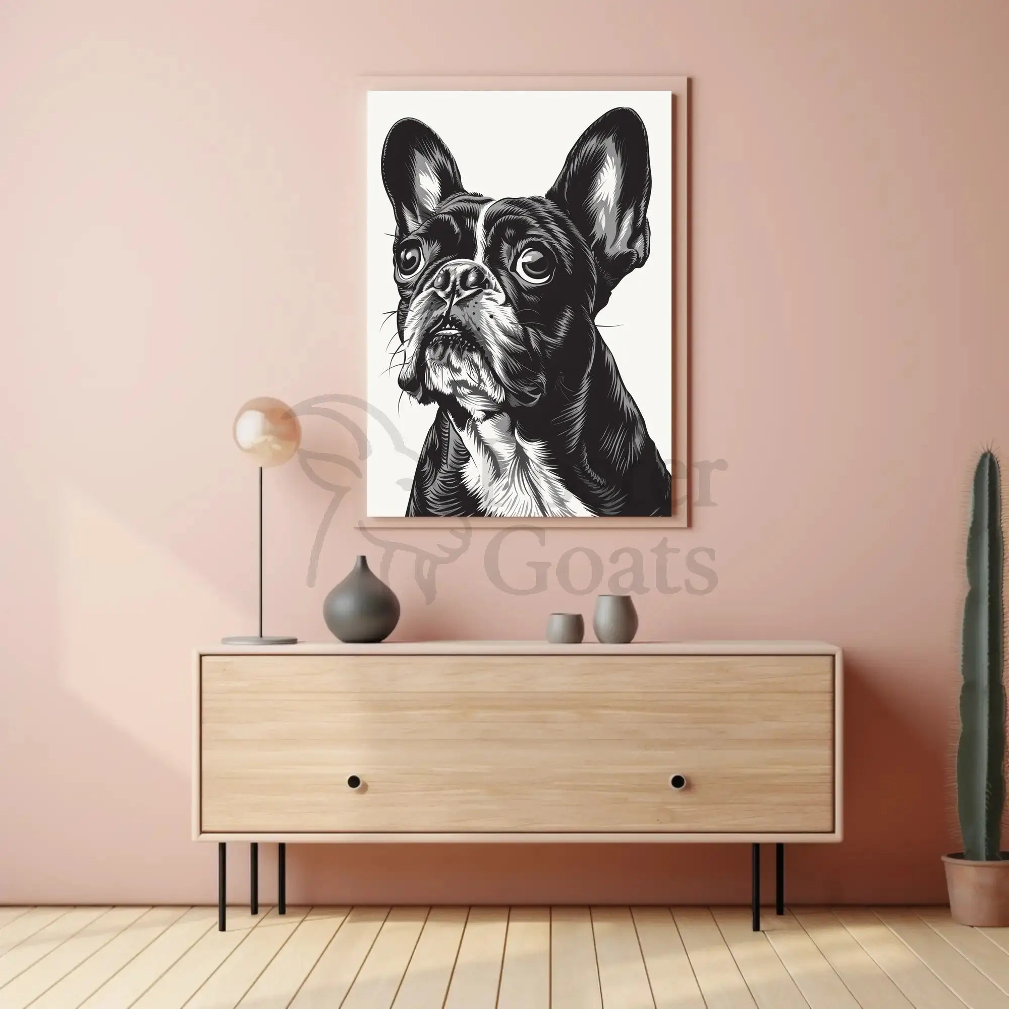 Stylized French Bulldog Portrait Wall Art - Dog Breed Poster PosterGoat