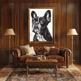 Stylized French Bulldog Portrait Wall Art - Dog Breed Poster PosterGoat