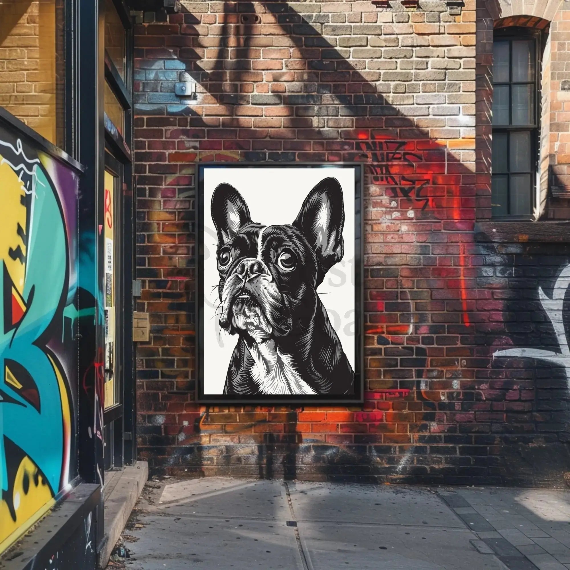 Stylized French Bulldog Portrait Wall Art - Dog Breed Poster PosterGoat