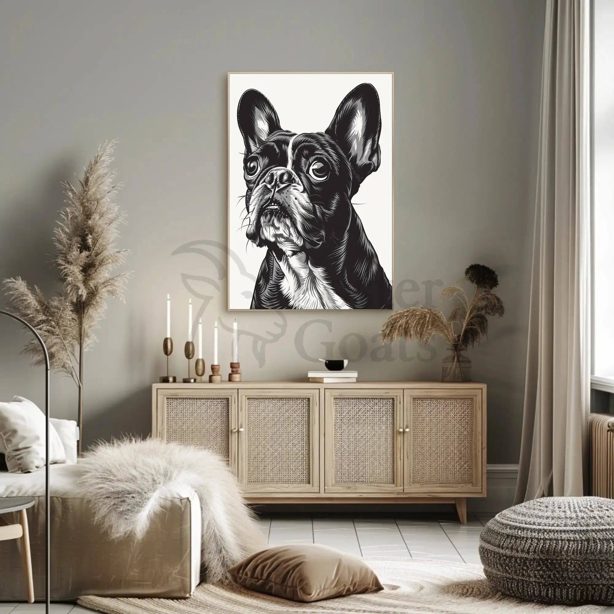 Stylized French Bulldog Portrait Wall Art - Dog Breed Poster PosterGoat
