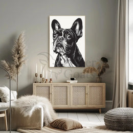 Stylized French Bulldog Portrait Wall Art - Dog Breed Poster PosterGoat