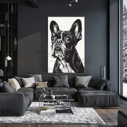 Stylized French Bulldog Portrait Wall Art - Dog Breed Poster PosterGoat