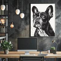 Stylized French Bulldog Portrait Wall Art - Dog Breed Poster PosterGoat