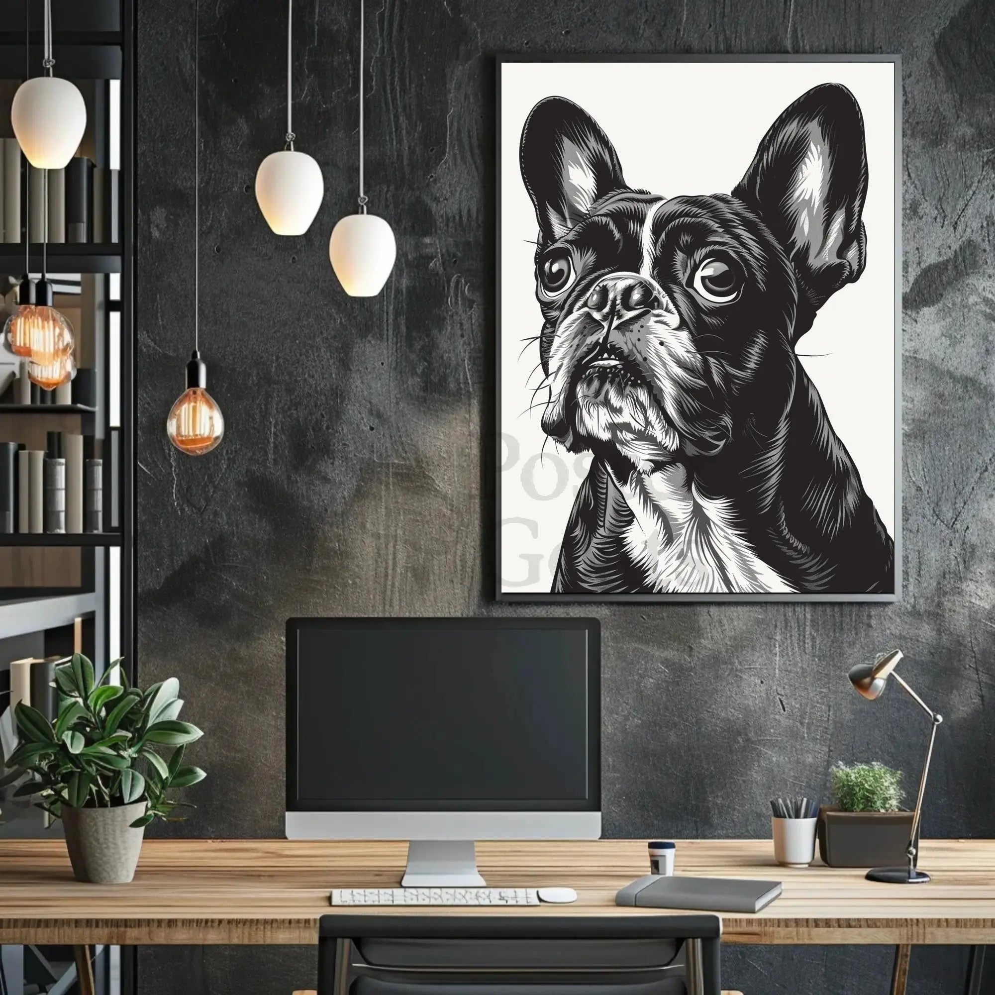 Stylized French Bulldog Portrait Wall Art - Dog Breed Poster PosterGoat