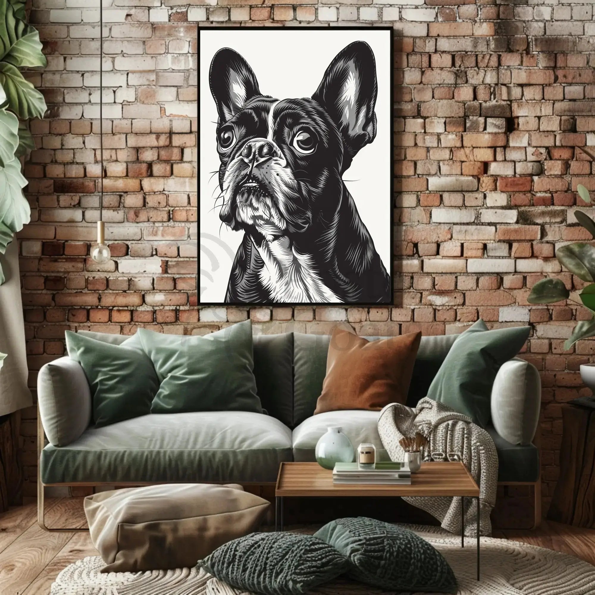Stylized French Bulldog Portrait Wall Art - Dog Breed Poster PosterGoat