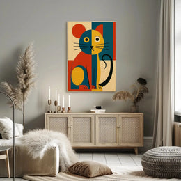 Stylized Geometric Cat Art Print Animal Poster PosterGoat