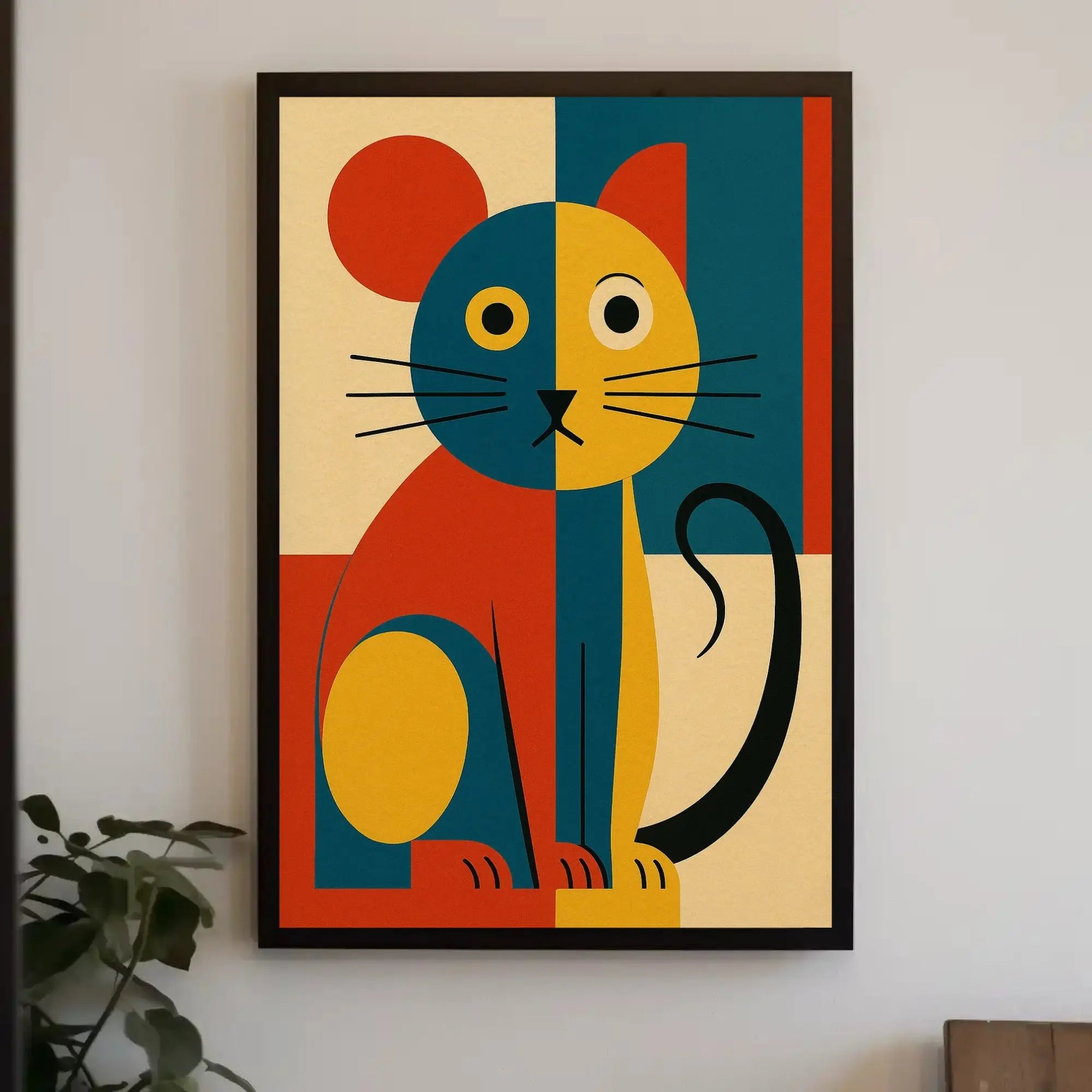 Stylized Geometric Cat Art Print Animal Poster PosterGoat