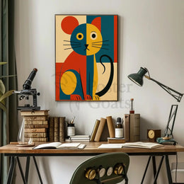 Stylized Geometric Cat Art Print Animal Poster PosterGoat