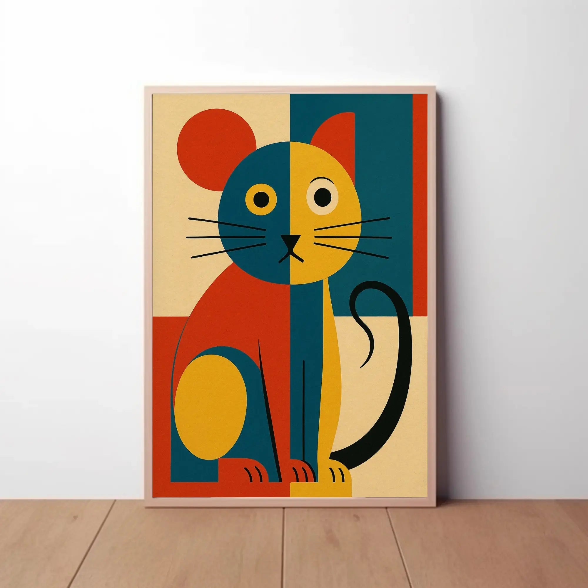 Stylized Geometric Cat Art Print Animal Poster PosterGoat