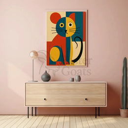 Stylized Geometric Cat Art Print Animal Poster PosterGoat