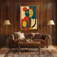Stylized Geometric Cat Art Print Animal Poster PosterGoat