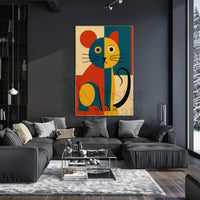 Stylized Geometric Cat Art Print Animal Poster PosterGoat