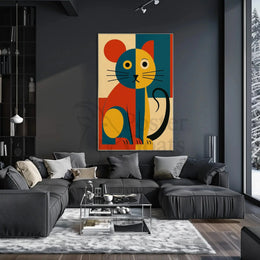 Stylized Geometric Cat Art Print Animal Poster PosterGoat