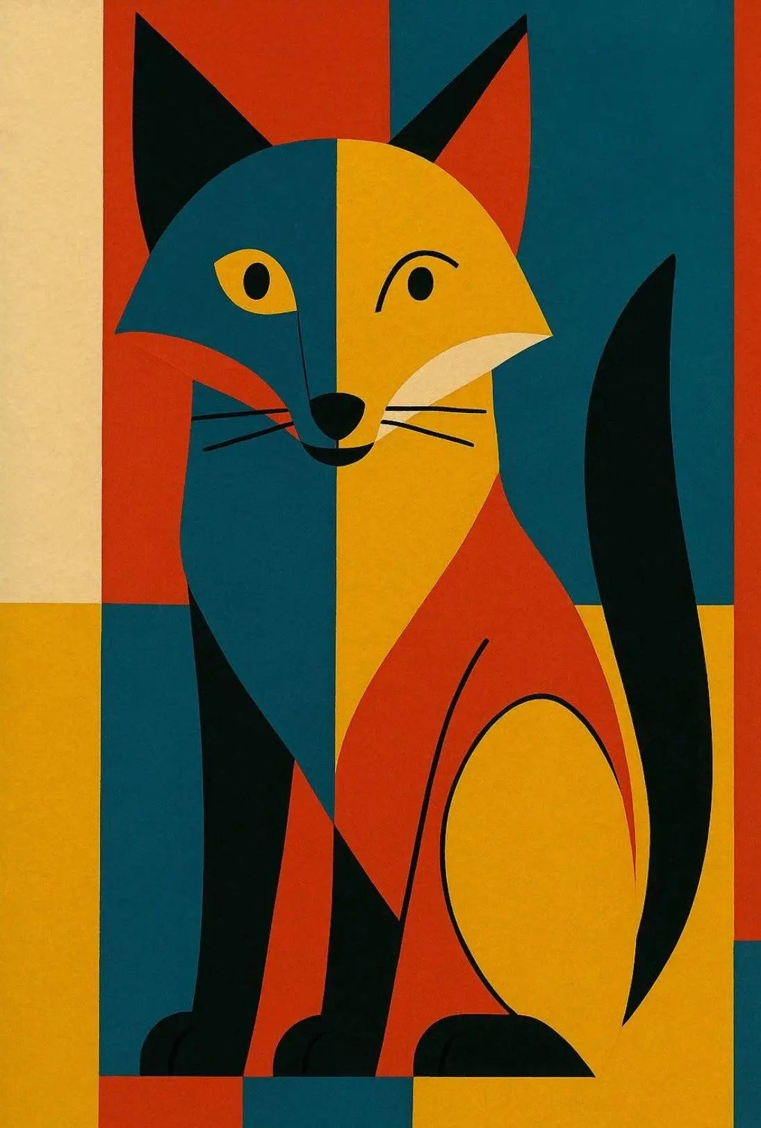 Stylized Geometric Fox Abstract, Artistic, or Pop Culture Poster PosterGoat