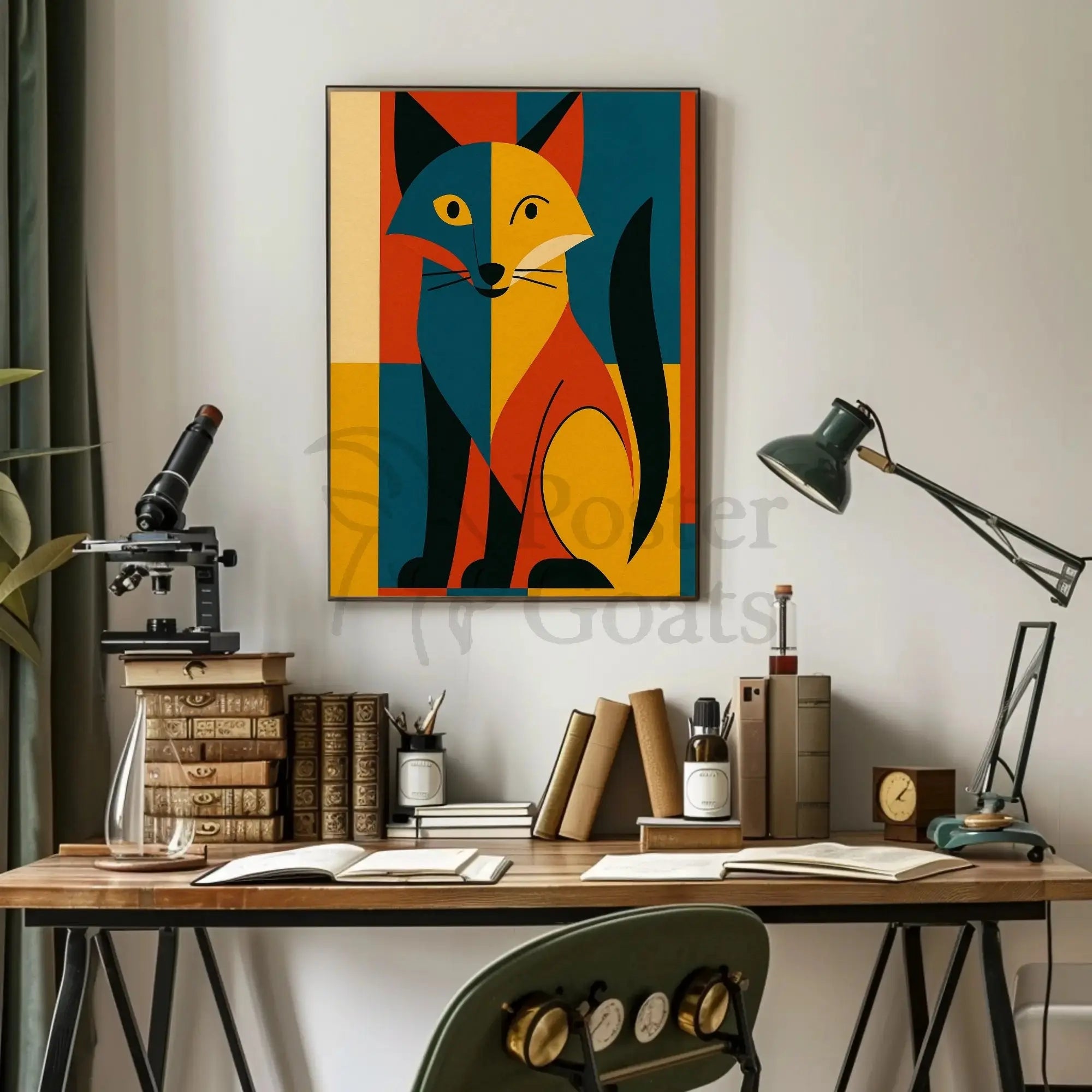 Stylized Geometric Fox Abstract, Artistic, or Pop Culture Poster PosterGoat