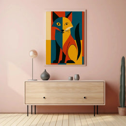 Stylized Geometric Fox Abstract, Artistic, or Pop Culture Poster PosterGoat