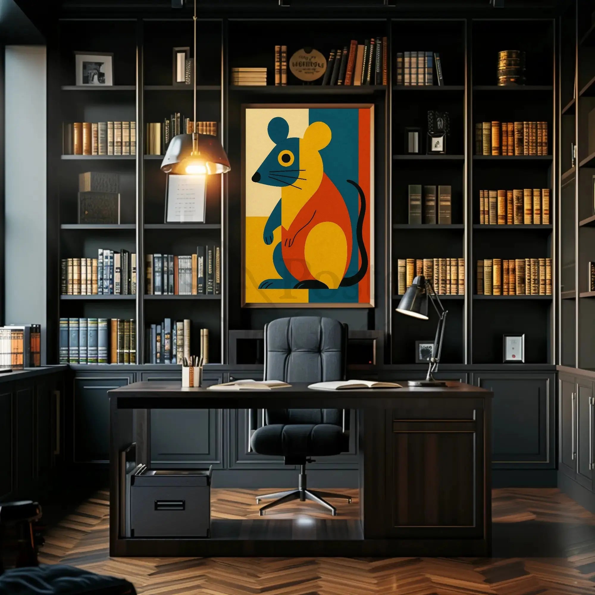 Stylized Geometric Mouse Modern Abstract Artistic Poster PosterGoat