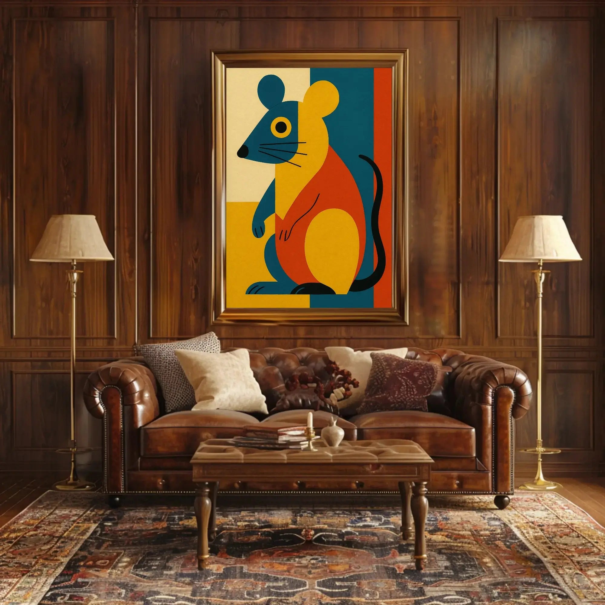 Stylized Geometric Mouse Modern Abstract Artistic Poster PosterGoat