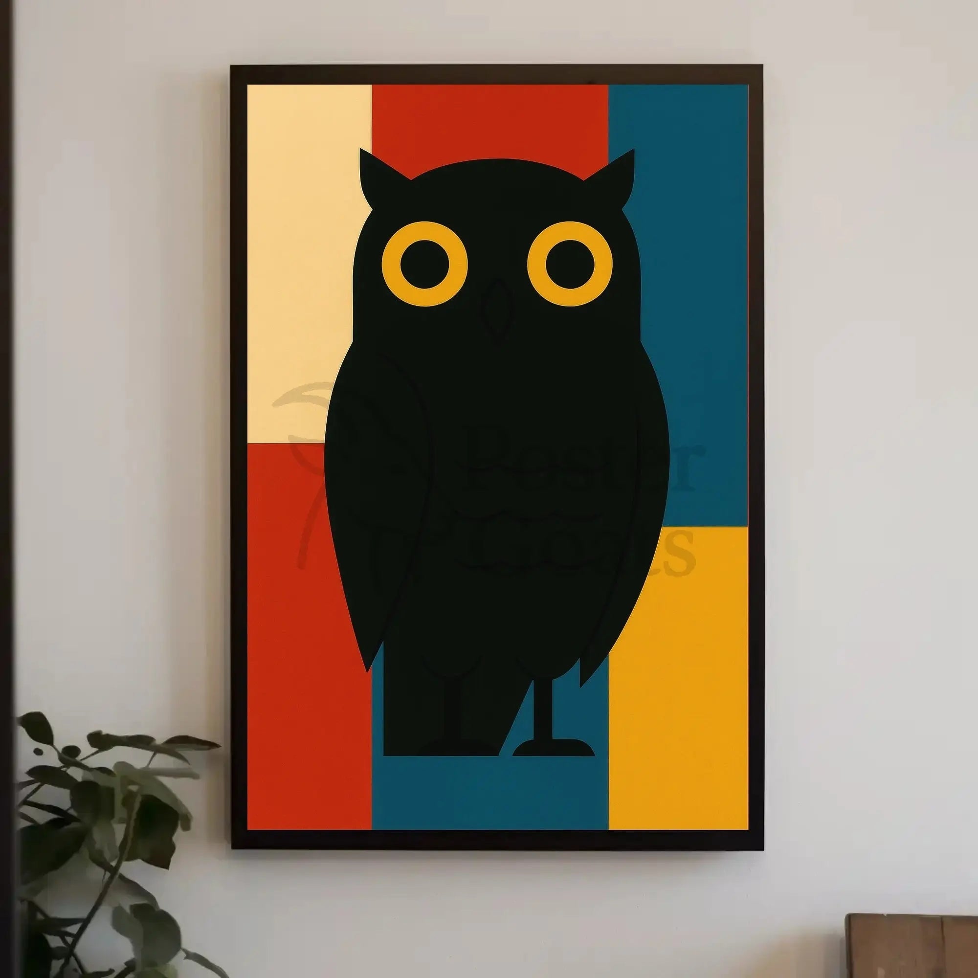 Stylized Geometric Owl Artwork for Animal Poster PosterGoat