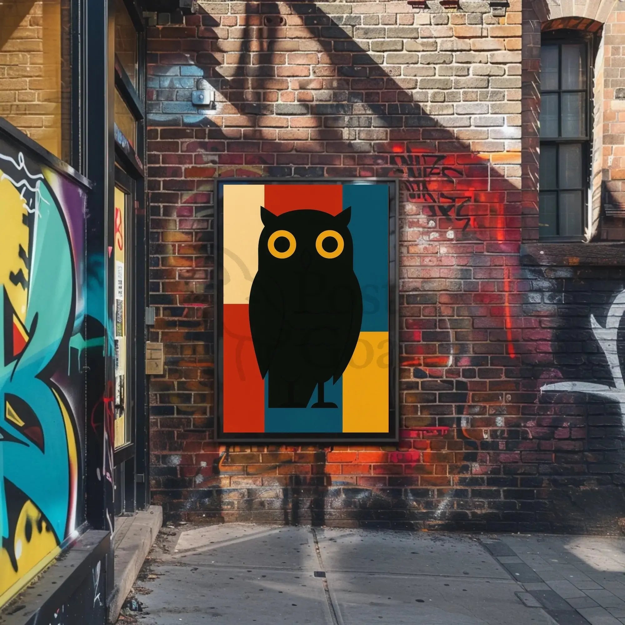 Stylized Geometric Owl Artwork for Animal Poster PosterGoat