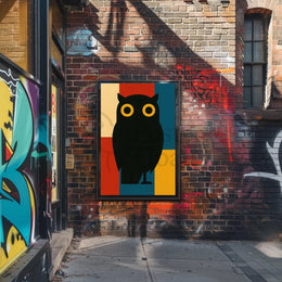 Stylized Geometric Owl Artwork for Animal Poster PosterGoat