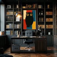 Stylized Geometric Owl Artwork for Animal Poster PosterGoat