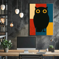 Stylized Geometric Owl Artwork for Animal Poster PosterGoat