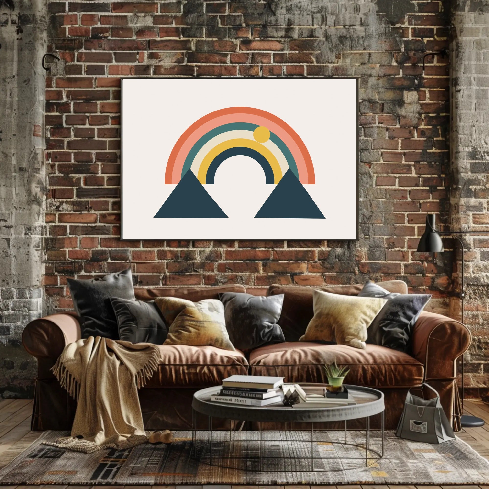 Stylized Geometric Rainbow Abstract Art Print Poster PosterGoat
